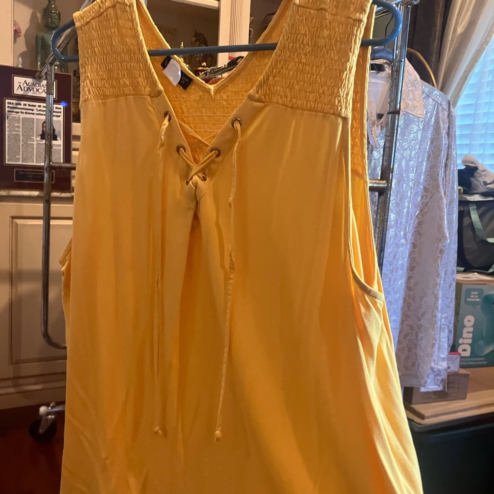VENUS Sunny Yellow Lace-Up Top